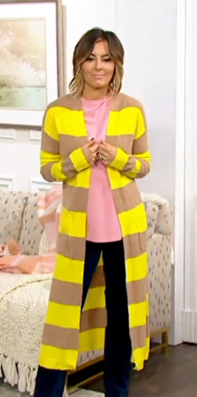 NEW ISAAC MIZRAHI LIVE! ALWAYS ISAAC STRIPED CASHMERE DUSTER CARDIGAN SWEATER 2X